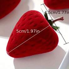 Caja de joyería con forma de fresa de terciopelo, caja de almacenamiento y exhibición de joyas para anillos y aretes con forma de fresa - Multicolor - Ver 9