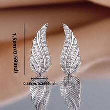 1 par de pendientes de mujer con forma de ala minimalista y linda, con incrustaciones de rhinestones, con circonita cúbica súper brillante, regalo para amigos, familia, novia, uso diario, regalo de Navidad - Pendientes de alas pequeñas - Ver 4