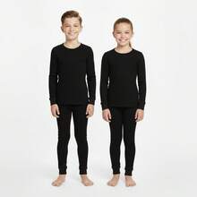 Pijama Térmica niño, niña, pijama Infantil, Playera Y Pantalón Unisex, 2 piezas - Negro - Ver 6