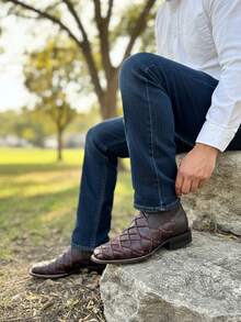 Botas chelsea para hombre en color miel de piel grabado animal Pirarucu, estilo vaquero elegante con diseño cómodo ideal para uso diario Pescado Botin Cafe Botines Cuero - Marrón Chocolate - Ver 3