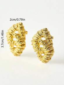 1 pieza Pendientes geométricos con textura de lava, pendientes de metal vintage minimalistas dorados adecuados para mujer, uso diario, commute, fiesta