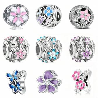 1pc Silver, Butterfly, Flower, Dream Series Pendant, Suitable For DIY On Original Bracelets Or Necklaces; Giving Gifts On Festivals