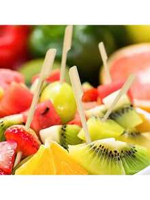 100 piezas/Paquete Pinchos de bambú natural, palitos para barbacoa, pinchos de bambú para barbacoa doméstica, adecuados para barbacoa, aperitivos, frutas, brochetas, fuente de chocolate, pollo, salchichas, olla caliente o flores artesanales, ideal para el hogar, barbacoa, cocina, fiestas, restaurantes - Multicolor - Ver 6