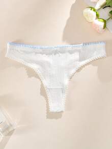 5pcs Women's Panties Set, Minimalist Cute Cotton Panties, Floral Hollow-Out Thong - Multicolor - View 5