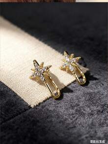 JOJELOO 18K Gold Plated Star Stud Earrings - Elegant Cubic Zirconia Star Design, Minimalist Jewelry Statement For Women, Fashion Accessory, Perfect For Layering And Celestial-Inspired Looks - Multicolor - View 5