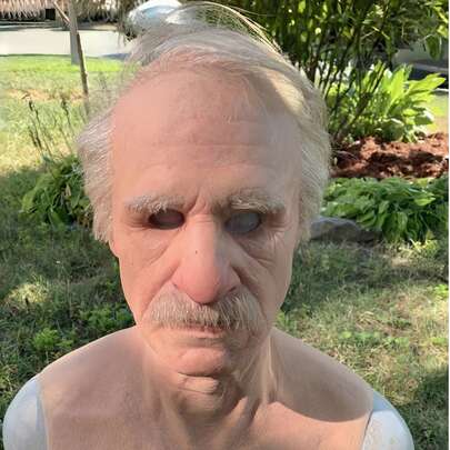 3D硅胶老人面具，成人硅胶面具，男士逼真乳胶面具，全头恐怖乳胶面具，恐怖节日头饰，老妇人乳胶面具，适合角色扮演、节日、派对