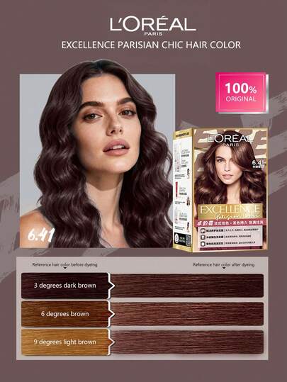 L'Oreal Excellence Parisian Chic Hair Color 6.41 172ml,Full Gray Coverage,Nourishing Care,Easy & Clean Application,Gentle & Pleasant Fragrance.172ml/5.82fl.Oz