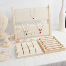 1 Stylish Solid Wood Diagonal Display Stand - Fabric Bracket For Collarbone Chain Jewelry - Window Jewelry Array Display Prop For Decoration