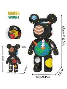 Christmas Decoration 7220pcs 16.9in/43cm DIY Assembled Large Building Blocks Toy, Half Cutaway Mechanical Bear Puzzle For Adults, Creative Home Decor, Stress Relief Toy, Valentine's Day, Birthday, Christmas, New Year Gift For Him & Her Room Decoration - Multicolor - View 8