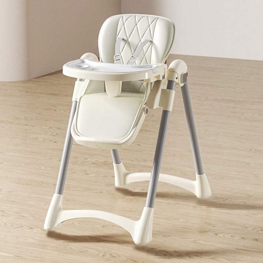 Baby Feeding Chair, Foldable Chair For Small Children, Height Adjustable And Easy To Clean, Baby Feeding Chair - White - View 1