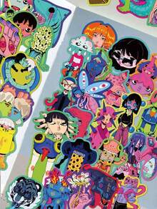 50pcs Creative Abstract Sticker Set For Diary, Notebook, Phone Case, Laptop, Skateboard, Luggage, Water Bottle Decoration,School Supplies,Back To School - Nhiều màu - Xem 3