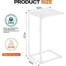 Space-Saving 2-Pack C-Shaped Side Tables, Set Of Narrow Tables That Slide Under Sofa/Bed, Stable Living Room & Office Accent Tables, Easy Move Design - 深灰色 - 查看 2