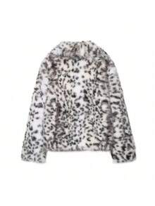 Seelio Autumn/Winter New Women's Fashion European & American Style Animal Print Faux Fur Jacket - Multicolor - View 10