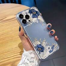 Una funda protectora de teléfono de TPU floral azul transparente de alta calidad, elegante y simple, clásica y creativa, que proporciona protección completa y corte preciso, protección contra golpes y caídas, resistente a las manchas y duradera, adecuada para  17/17 Pro/17 Pro Max/17 Air/ 16/16 Pro/16 Pro Max/16 Plus/ 15/15 Pro Max/15 Pro/15 Plus/ 14/14 Pro/14 Plus/14 Pro Max/ 13/13 Pro/13 Pro Max/12/12 Pro/12 Pro Max/11/11 Pro/11 Pro Max/XR/X/XS/XS Max. Es el regalo de cumpleaños perfecto para novias, novios, esposos, esposas, amigos o para uno mismo, innovador y a la moda, adecuado tanto para hombres como para mujeres. - Transparente 1864 - Ver 2