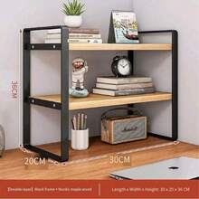 1 pieza Organizador de escritorio de varios niveles de madera y metal, estantería de almacenamiento para escritorio de estudiante/oficina