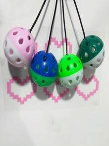 4pcs (Random Color) Interactive Cat Toys: Lizard Bell Ball With Suction Cup & String - Keep Your Cat Entertained! Random Suction Cup Color - Multicolor - View 2