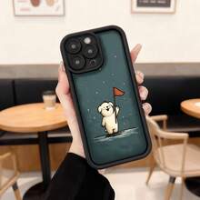 Funda de teléfono con borde protector color negro diseño de oso polar con bandera estrellas fondo azul oscuro para uso diario en cafeterías y viajes Aplicable a los teléfonos de la serie Apple y Galaxy - Blanco - Ver 3