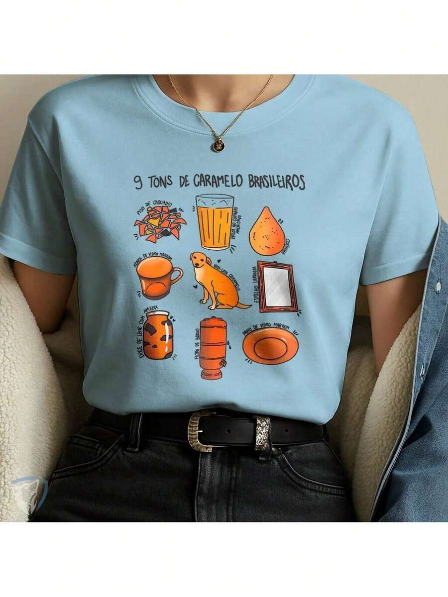 Creative Printed T-Shirt | Brazilian Culture With Exclusive Artwork | Various Colors Available - 淺藍色 - 查看 1