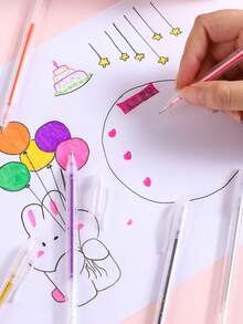 8/12/18/24 Farben Glitzer Gelschreiber, bunte Stifte hochwertige Schreibwaren Stifte, DIY Album Malerei Leuchtstoffstifte, bunte Glitzer Gelschreiber, glänzende leuchtende Silberpulver Farbwechsel Stifte für Kinder Journaling - Verschiedenfarbig - Übersicht 6