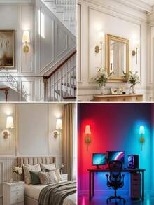 2 luminárias de parede recarregáveis, lâmpadas removíveis e com controle remoto, cores RGB ajustáveis e 3 temperaturas de cor, luzes de parede sem fio para sala de estar, quarto, cabeceira, escadas, iluminação interna