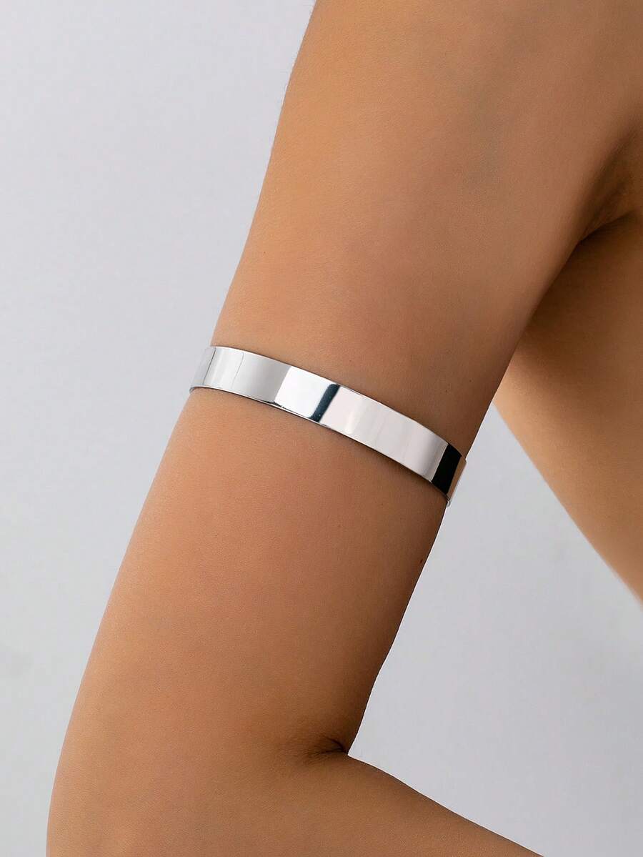 1 pieza Brazalete minimalista de plata, joyería de brazalete moderna, declaración de moda versátil