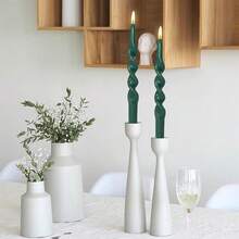 Spiral Taper Candle Dinner Candlesticks,10inches Long Tapered Candles Green Twisted Candlestick Decorative Candle Sticks For Holiday Wedding Party Dinner Table Women Men,1D-Navygreen{Inchcolor_nameinch:InchDARKGREinch,Inchsize_nameinch:Inch10INCHinch} - 達克格雷 - 查看 4