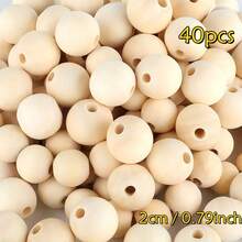 20/35/100 Stücke unfertige runde Holzperlen, Holz Abstandsperlen für Basteleien, Dekorationen und DIY Projekte - Holzfarbe 100St - Übersicht 16