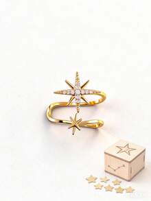 1 Stück Kupfer Zirkonia Ohrstecker Schneeflocke minimalistisch elegant Frauen Ohrmanschette