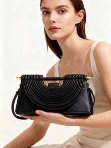 2025新款高端手工编织斜挎包，女士单肩包，流苏设计手提包，梯形 - 彩色 - 查看 2