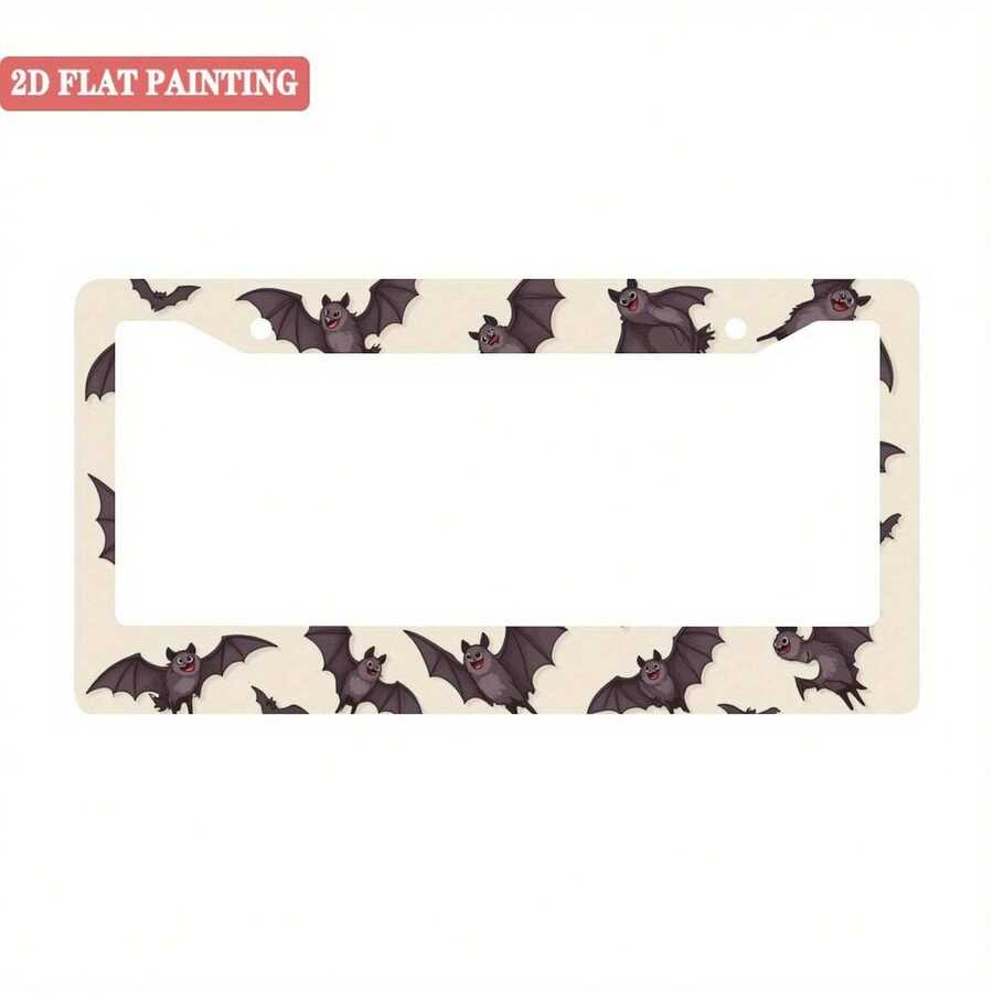 1 Bat Pattern License Plate Frame, Unique Car Accessory With 2-Hole Mounting, Fun And Stylish Front License Plate Holder For Cars, Size: 12x6 Inches - 1pc - View 1