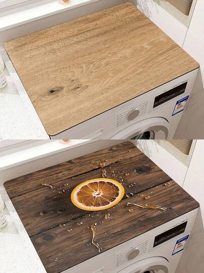 洗衣机垫，木纹台面垫，滚筒洗衣机垫，餐桌垫，沥水垫，多功能防滑垫，橡胶防滑底，家居装饰，适用于洗衣房、浴室、卫生间、厨房、餐厅、桌面