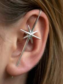 1pc Fashionable Star Copper Earrings, Suitable For Women's Casual, Music Festivals, Concerts, Parties, Office Wear (Fits Thick Ear Piercings) - Multicolor - View 3