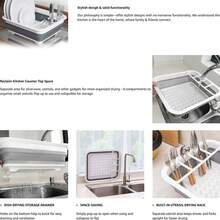 Collapsible Dish Rack For Drying Dishes, Space-Saving And Foldable Design With Versatile Removable Components, Dinnerware Storage Organizer For Small Kitchen Spaces - Xám - Xem 5