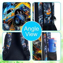 3pcs/Set Toddler Boys' Car Backpack, Waterproof Children's Backpack Set With Lunch Box, Cute Backpack Suitable For Preschool Kids - Backpack - View 4