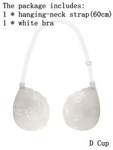 ideaCCSZ 1件/2件装蕾丝隐形文胸，白色粘性聚拢文胸，硅胶乳贴，前扣自粘设计，后背带，可重复使用，适合婚礼和无肩带晚礼服