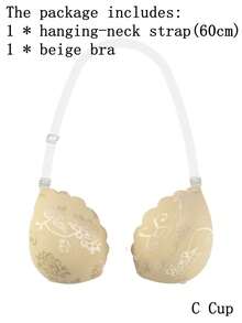 ideaCCSZ 1件/2件装蕾丝隐形文胸，白色粘性聚拢文胸，硅胶乳贴，前扣自粘设计，后背带，可重复使用，适合婚礼和无肩带晚礼服