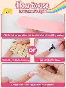 26pcs Kids Fake Nails, EBANKU 1 Pack Pink Flower Kids Press On Nails, Suitable For Girls Aged 5-12 - Multicolor - View 7