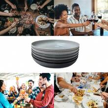 6 Pack Wheat Straw Plates Reusable Dinner Plates Durable And Lightweight Perfect For Home Parties Camping And Dishwasher  Dark Gray Light Gray Black - DarkGrayLightGrayblack - View 5