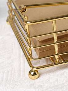 Scandinavian Metal Napkin Holder, Iron Tissue Dispenser Stand For Kitchen, Dining Table, Cafe & Restaurant Use - Gold - View 5