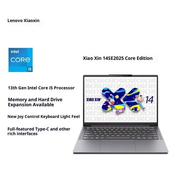  Lenovo Xiaoxin 14 2025 High-Performance Standard Voltage Ultralight Laptop, 14-Inch Core Pro-Level Government/Business/Office/Study/Design Notebook, SE Version, I5-13420H, 16GB, 512GB, Upgraded IPS Full-Screen