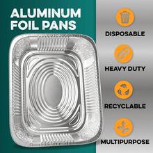 Sartenes de aluminio de 9 x 13 pulgadas, paquete de 10 bandejas de papel de aluminio, desechables para hornear, asar, platos para servir pasteles, suministros de catering, sartenes para cocinar mesa - 1 - Ver 4