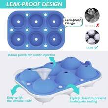 Ball Maker, 6.4cm Reusable Ball Mould, Easy Release Round Silicone Sphere Tray with Lids Funnel Whiskey, Cocktails, Bourbon - Azul / Patchwork - Ver 5