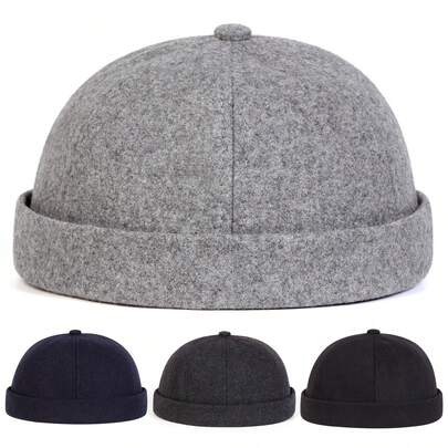 1顶男士纯色羊毛毡盖茨比帽，时尚报童帽，休闲保暖，适合秋冬季外出和旅行，防风保暖