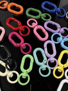 Hebilla oval de metal de moda, se puede abrir como llavero, gancho para bolso, clip de extensión, hebilla para cadena de perro, accesorios de equipaje, hebilla para senderismo, muy adecuada para usar mientras se viaja, accesorios de viaje, adecuada para correas de billetera, llaves, manualidades, ganchos, accesorios DIY - Multicolor - Ver 7