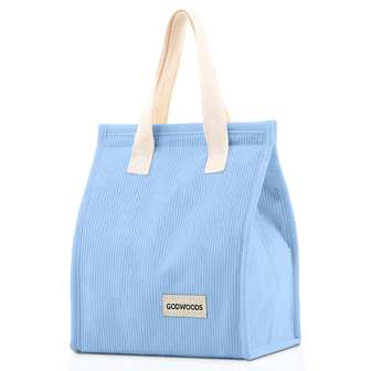  GODWOODS Blue Corduroy Lunch Bag Lunch Box, Large Portable Insulated Lunch Bag For Women Men Adults For Work, Lunch Tote Bag Small Lunch Bag, Cooler Bag Reusable Snack Meal Sandwich Containers Lunch Bags Lunchbox Large Capacity For Men Travel Essentials