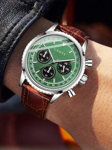 1 Stück Herren Quarzuhr, Lässig Business Klassisch mit drei Augen, gemischte Skala, runder Zifferblatt, geeignet für täglichen Gebrauch, Dekoration oder Geschenk für Freunde und Väter