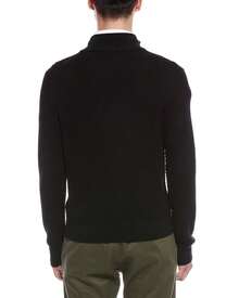 Bruno Magli Textured 1/4-Zip Merino Wool Mock Neck Sweater - Black - View 3