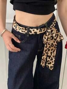 1pc Fashion Leopard Scarf Polka Dot Narrow Women Belt Long Leopard Print Headband Women - Beo - Xem 4