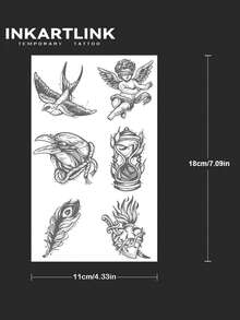 ملصقات وشم الملاك من INKARTLINK، وشم بتقنية نقل المياه الثورية، مصنوعة من مواد نباتية بتقنية وشم سحرية، تدوم من أسبوع إلى أسبوعين - الأسود - مشاهدة 4