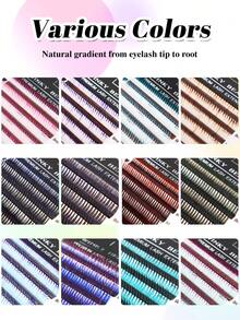 Winky Beauty Wet Look Eyelash Extensions Halloween Accessory, Cartoon Gradient Color Lash Clusters, 0.07mm, 12-Color Mixed, Natural Look, Cosplay Pre-Made False Eyelashes, New Style, 8-15mm - C - View 6
